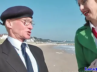 Brit milf fingered and fucked in elderly trio